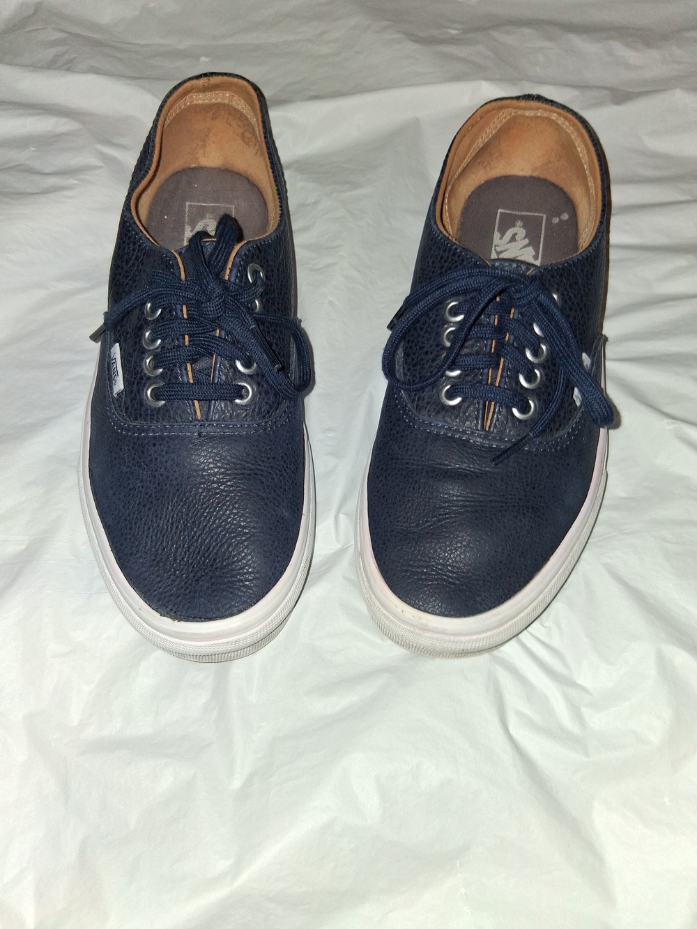 Vans Classic Navy Leather Low-Top Sneakers